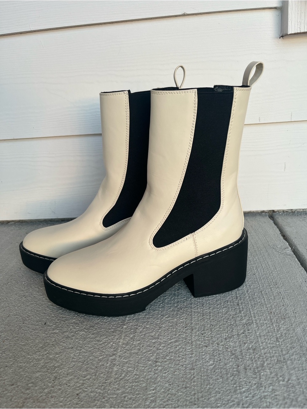 Nine West Platform Boot with Black Elastic Panels